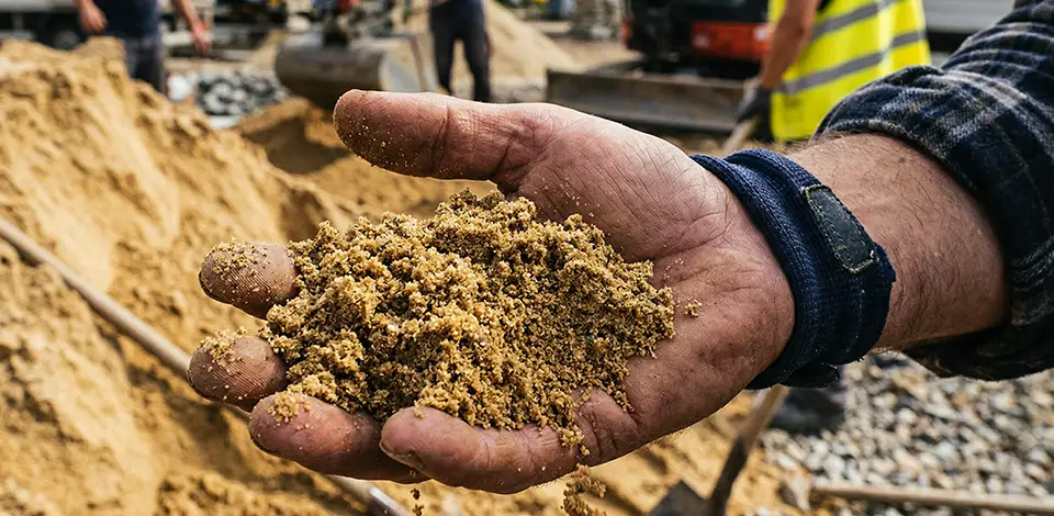 Wykop fundamentowy z piaskiem zasypowym